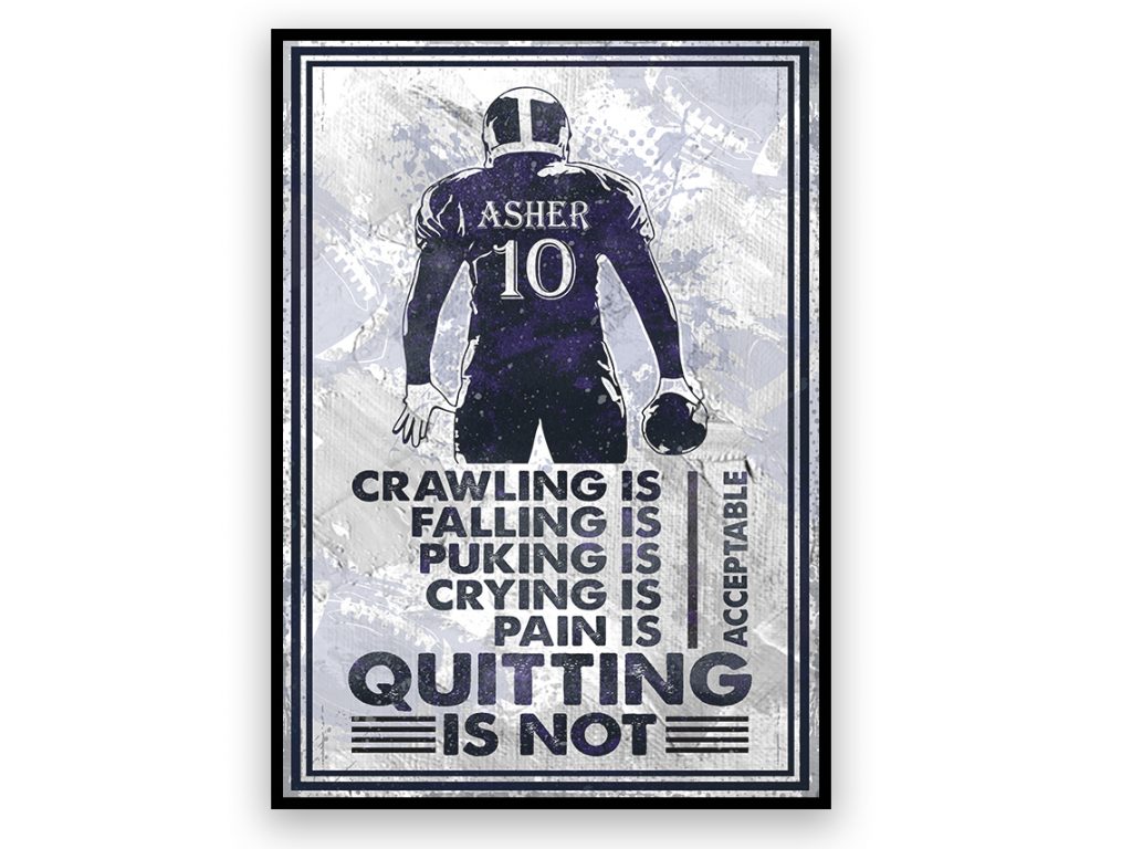 American Football Crawling Is Acceptable Custom Poster Custom Name Football Wallart