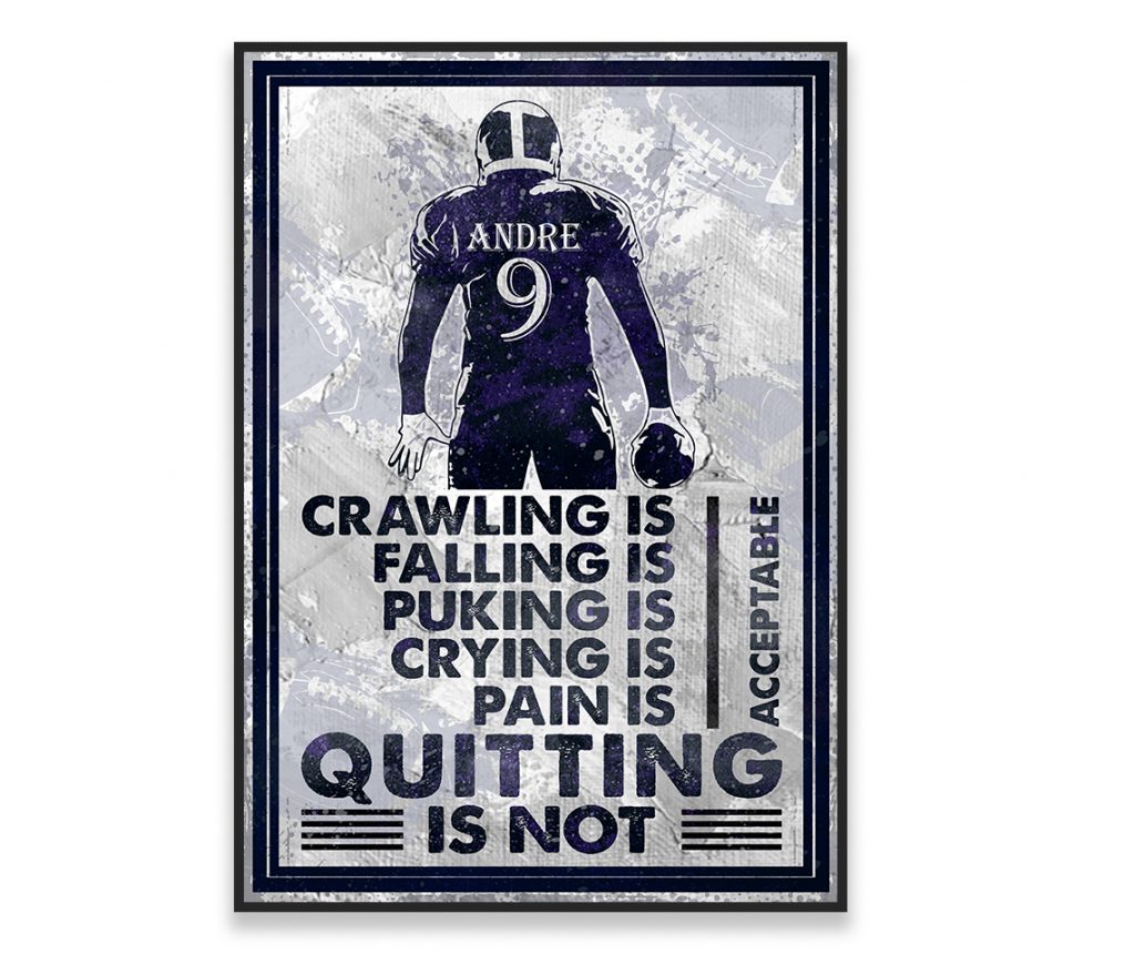 American Football Crawling Is Acceptable Custom Poster Custom Name Football Wallart