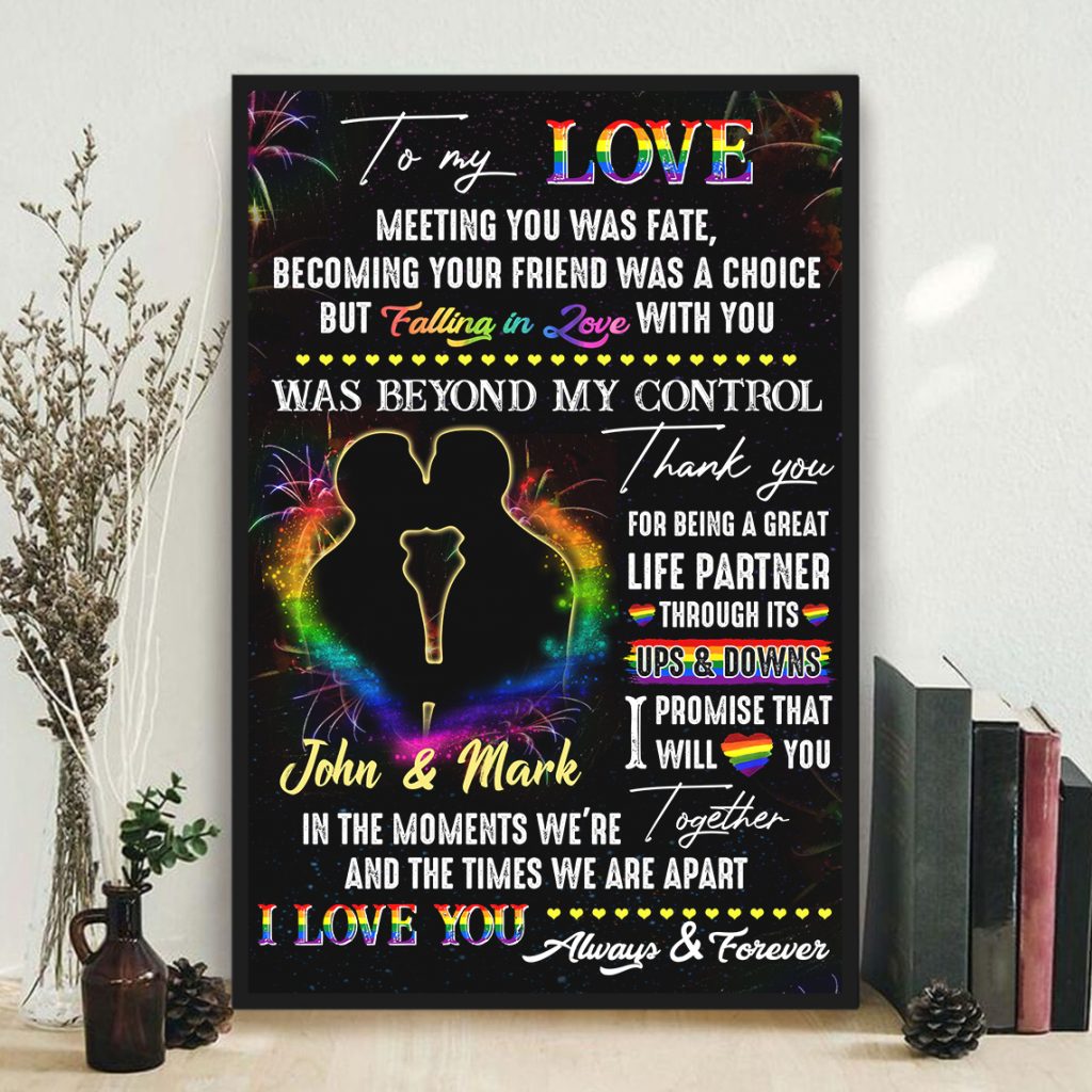 Couple Lgbt Gay Pride Postershome Decor To My Love Beyond My Control Poster Unframed