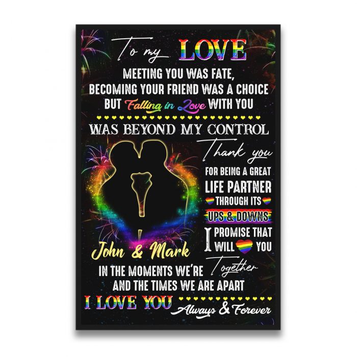 Couple Lgbt Gay Pride Postershome Decor To My Love Beyond My Control Poster Unframed