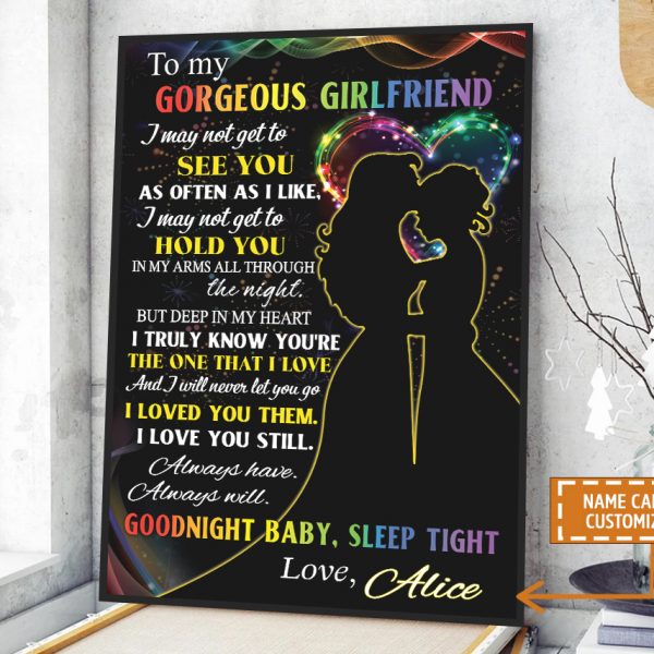 Lesbian Couple Custom Name Poster Couple Gift See You Hold You Wallart