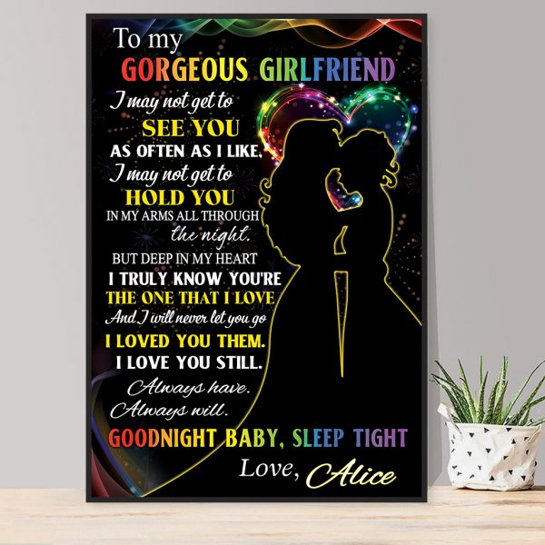 Lesbian Couple Custom Name Poster Couple Gift See You Hold You WallArt