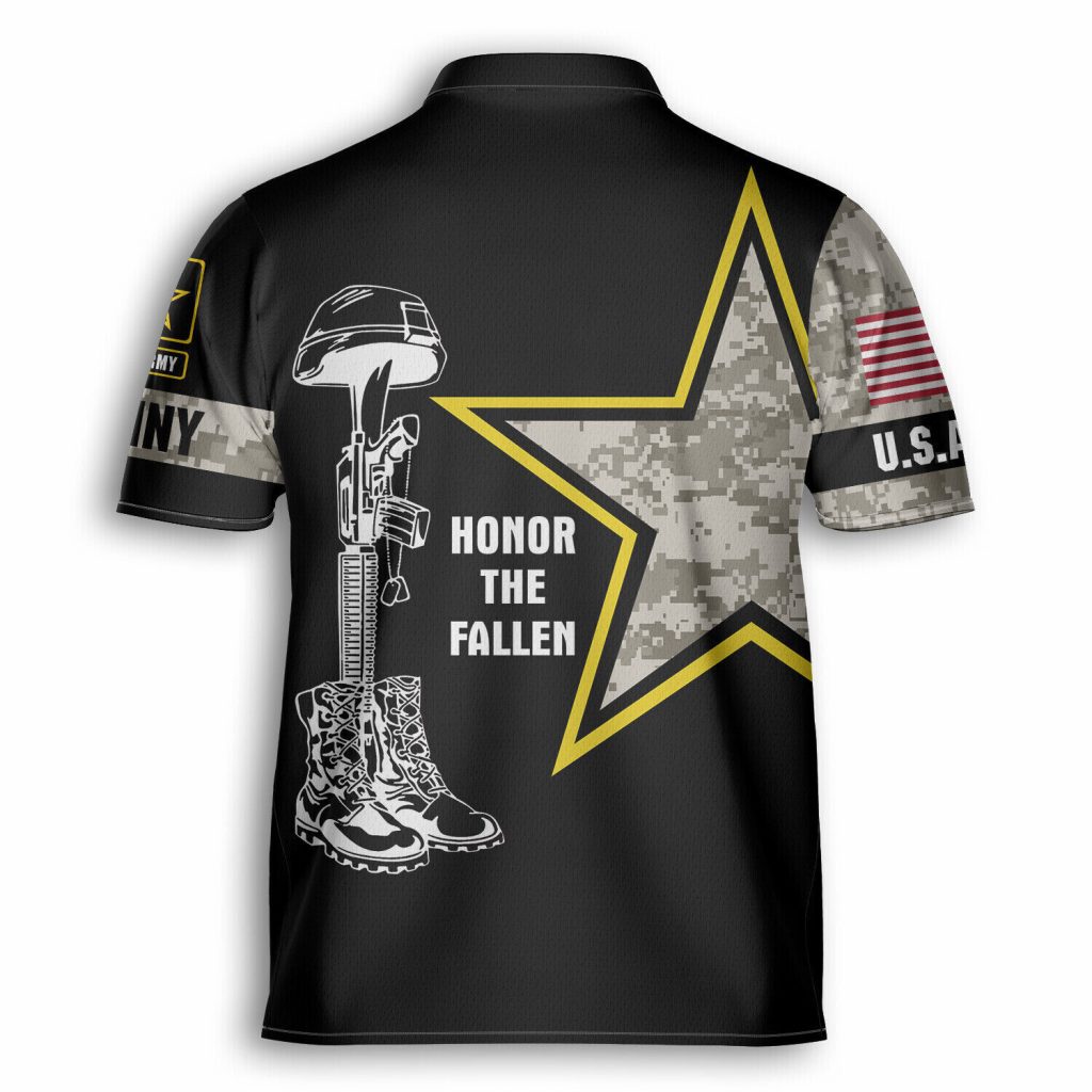 Custom Honor The Fallen Us Army Veteran Aop Bowling Jersey Shirt Camo Black