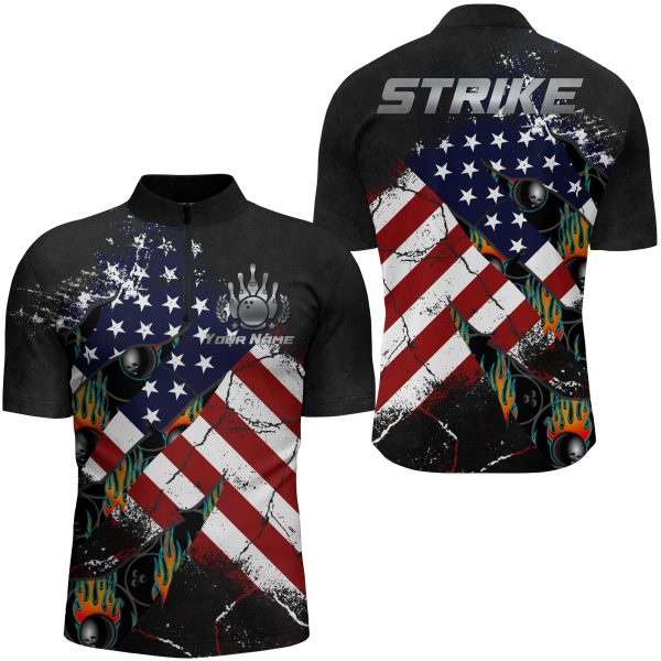 Custom Patriotic Bowling Jersey For Team  Gift for Dad Men Bowling Lovers