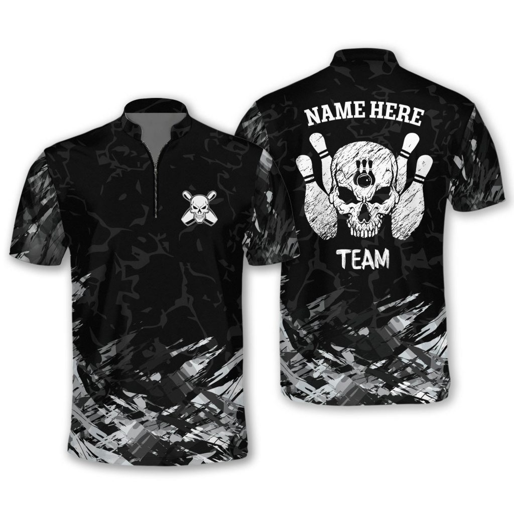 Custom Skull Bowling Jersey For Team  Gift For Dad Men Bowling Lovers