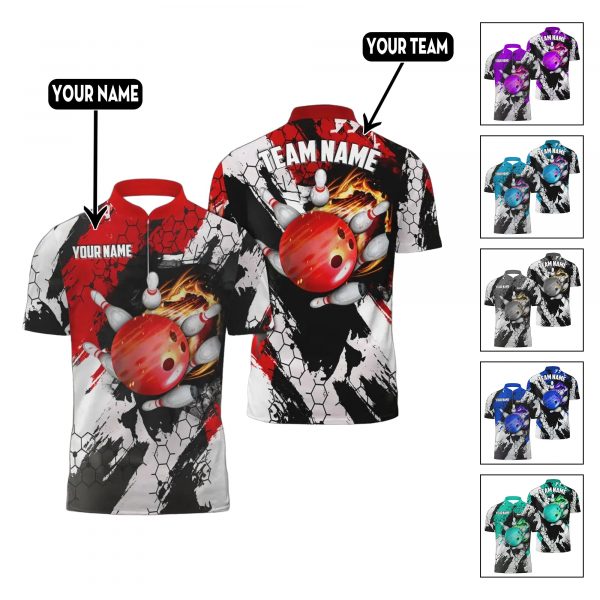 Custom Personalized Flame Bowling Jersey For Team Bowling Lover
