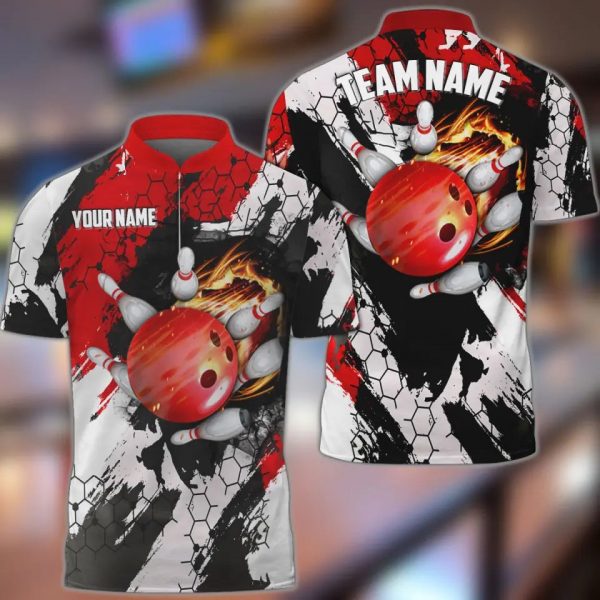 Custom Personalized Flame Bowling Jersey For Team Bowling Lover