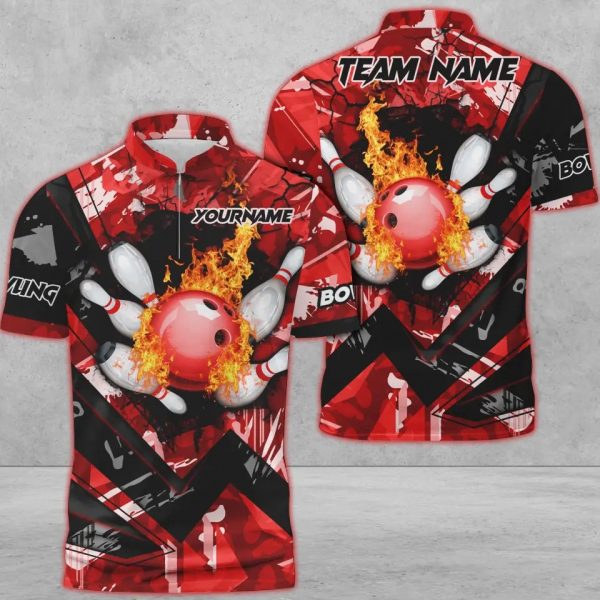 Custom Personalized Flame Bowling Jersey For Team Bowling Lover