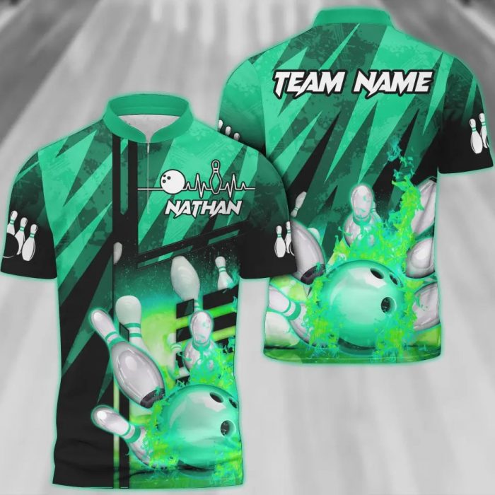 Personalized Flame Bowling Jersey For Team – Shirt For Bowling Lover