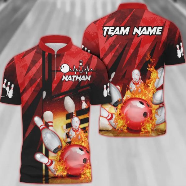 Personalized Flame Bowling Jersey For Team – Shirt for Bowling Lover