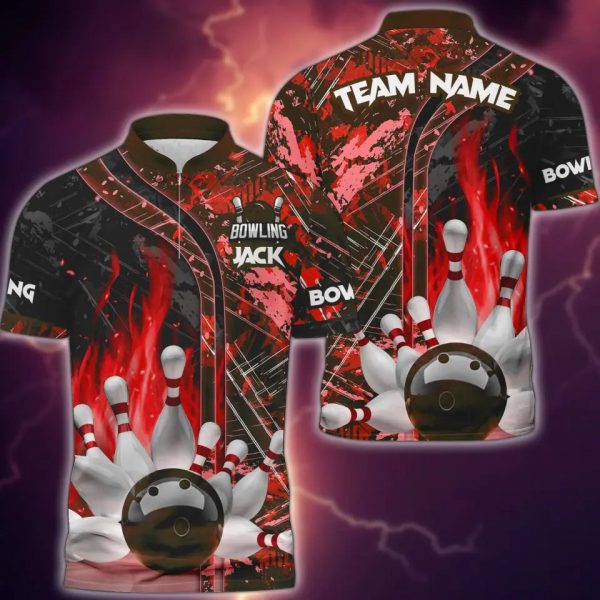 Personalized Flame Bowling Jersey For Team – Shirt for Bowling Lover