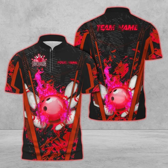 Personalized Flame Bowling Jerseys For Team – Shirt For Bowling Lover
