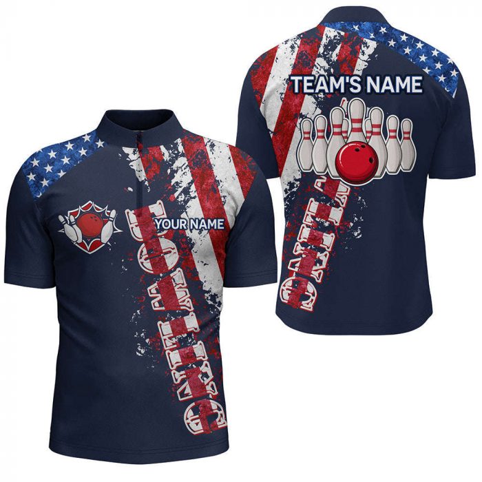 Personalized Patriotic Bowling Jersey For Team Gift For Bowling Lovers