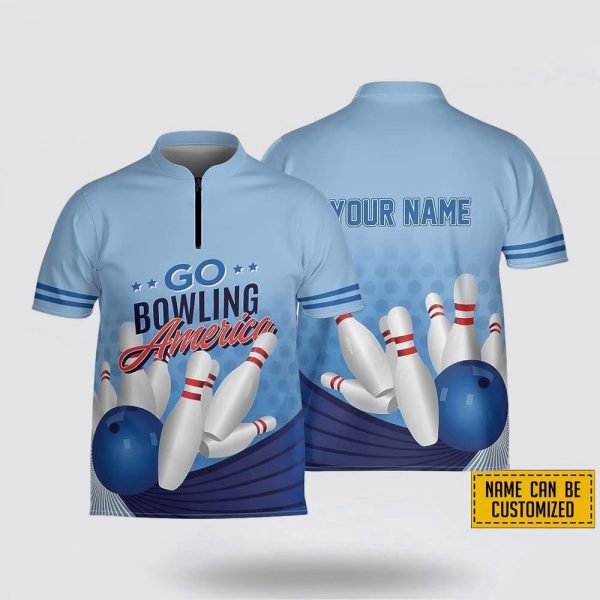 Personalized Patriotic Bowling Jersey For Team Gift for Bowling Lovers