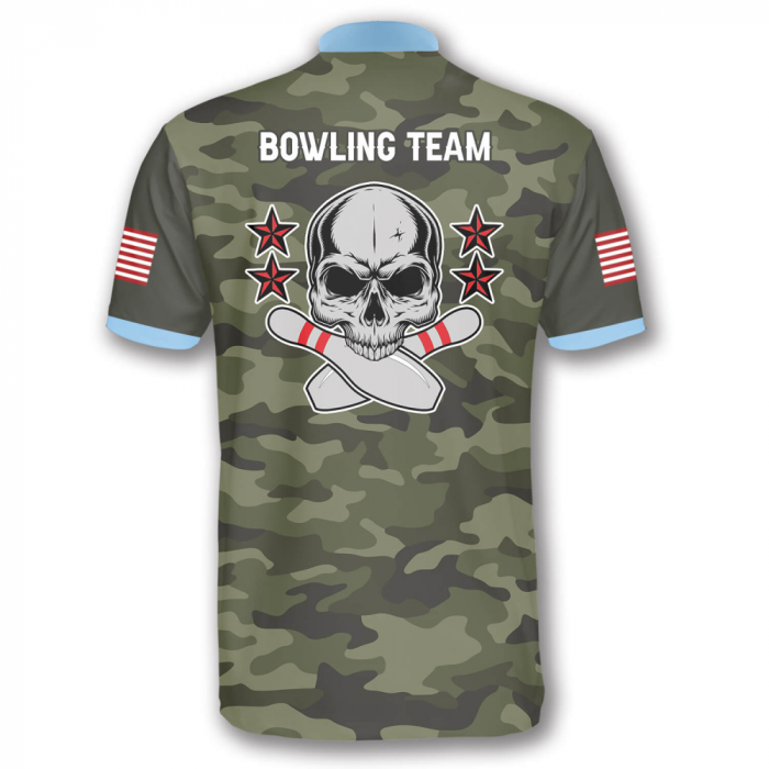 Personalized Skull Camo Bowling Jersey For Team Gift For Bowling Lovers