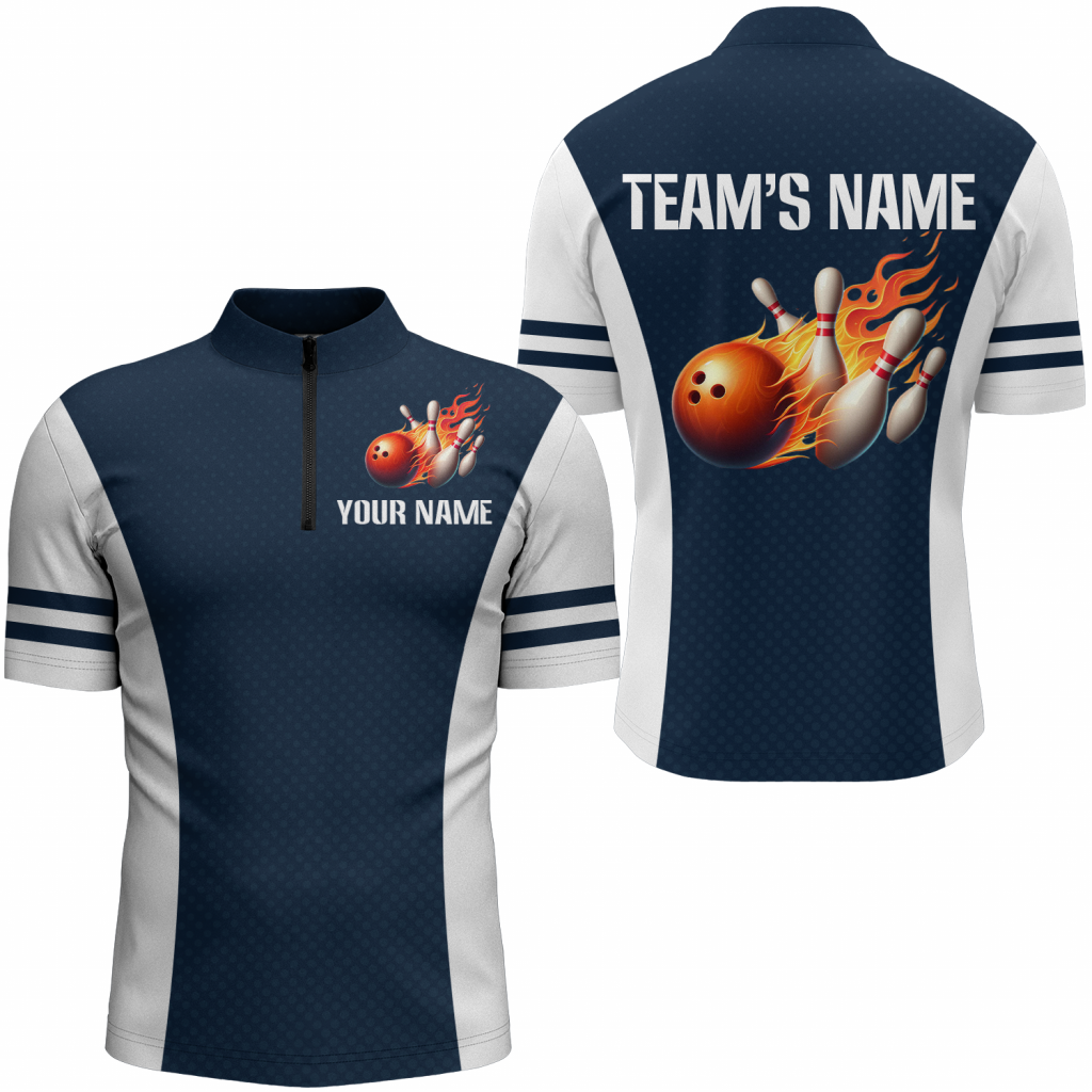 Personalized Bowling Shirt For Men Custom Bowling Jersey Bowling Team League Quarter-Zip Shirt  Gift For Bowler Bowling Player