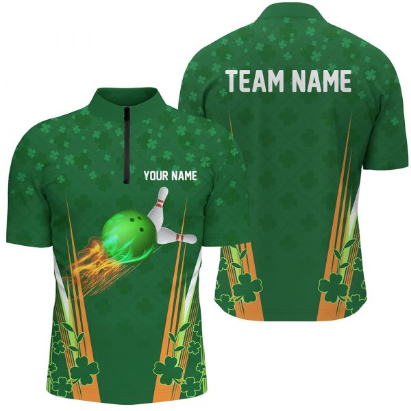 Blue flame bowling Quarter Zip shirts for men Custom Team bowling jerseys for men, gift for bowlers  Gift for Bowler Bowling Player