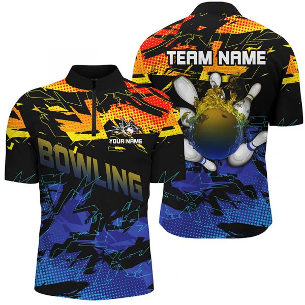 Custom American Flag Lightning Strike Bowling Shirts For Team, Patriotic Unisex Bowling Jerseys  Gift for Bowler Bowling Player