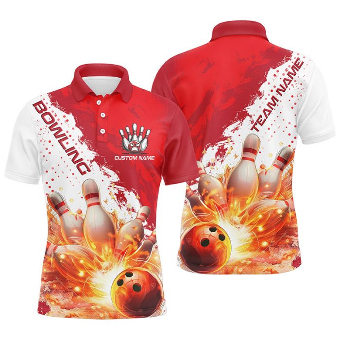 Red Flame Strike Bowling Custom Team Shirts – Stylish Bowlers Outfit For Men &Amp; Women Team Jersey