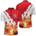 Red Flame Strike Bowling Custom Team Shirts – Stylish Bowlers Outfit for Men & Women Team Jersey