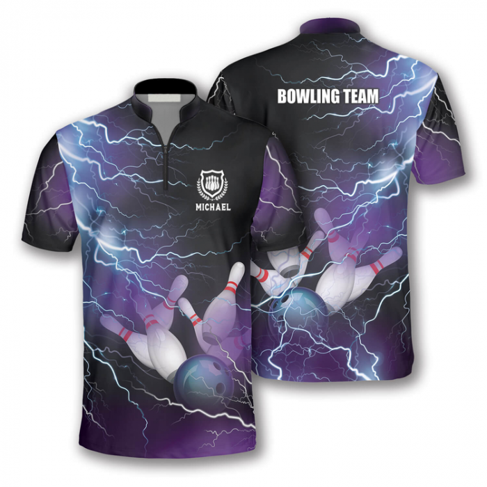 Bowling Strike Thunder Lightning Custom Bowling Jerseys For Men, Uniform Shirt For Bowling Team Gift For Bowler Bowling Player