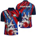 Custom Blue & Red Bowling Team Shirts – Patriotic Unisex Tournament Jerseys