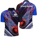 Flame Custom Bowling Shirts Red White & Blue Bowling Ball Team Jerseys – Unisex Patriotic Design