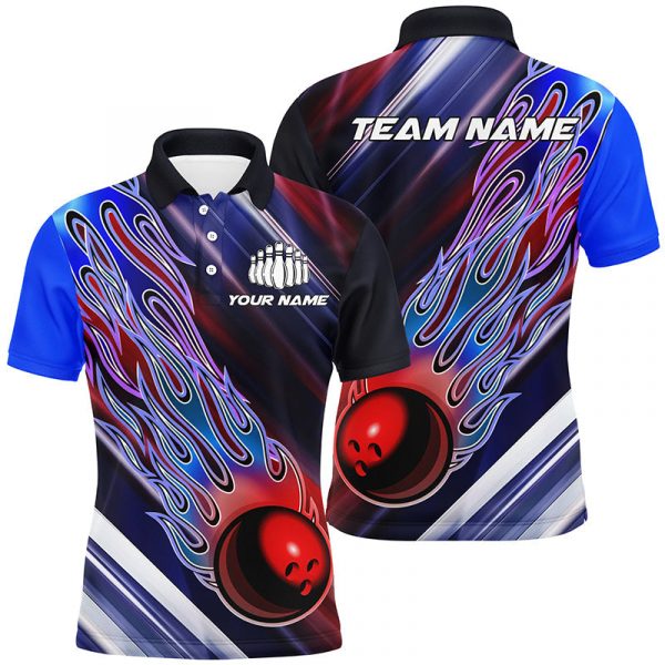 Flame Custom Bowling Shirts Red White & Blue Bowling Ball Team Jerseys – Unisex Patriotic Design