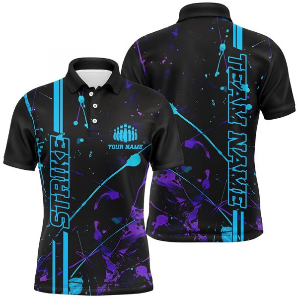 Strike in Style with Custom Blue & Purple Bowling Team Shirts – Camo Unisex Jerseys