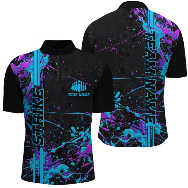 Stylish Blue & Purple Bowling Shirts for Men & Women Custom Camo Team Jerseys