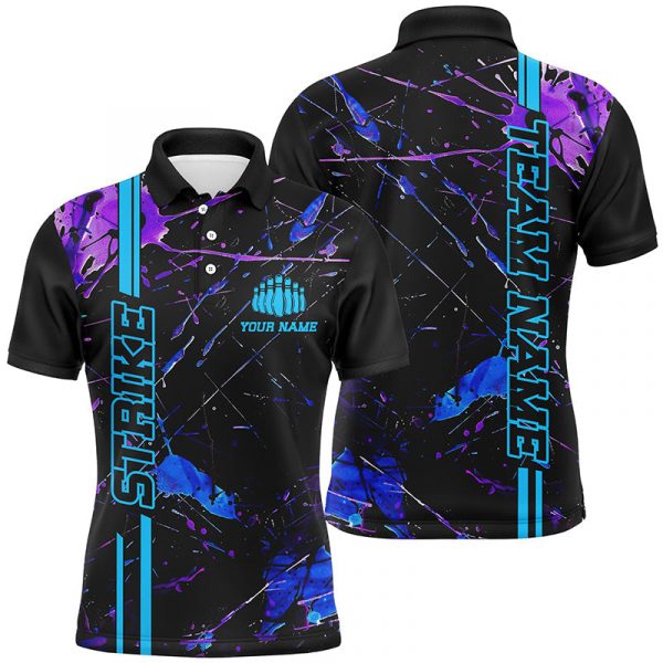 Stylish Blue & Purple Bowling Shirts for Men & Women Custom Camo Team Jerseys