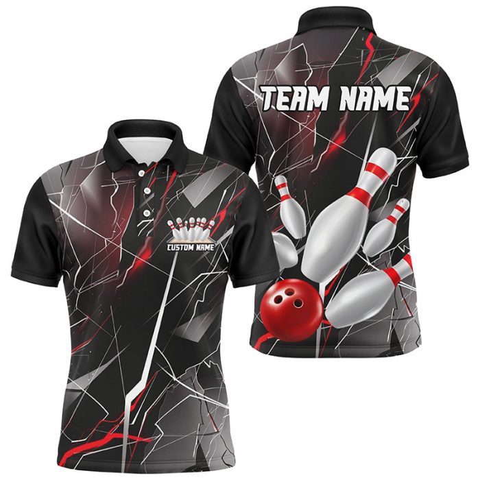 Strike In Style With Red Thunder Lightning Custom Bowling Team Shirts – Perfect Fit For Men And Women!