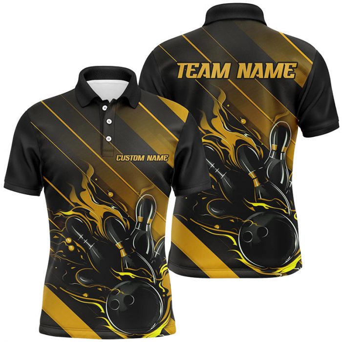 Premium Black And Gold Custom Bowling Team Shirts – Men And Women Tournament Jerseys