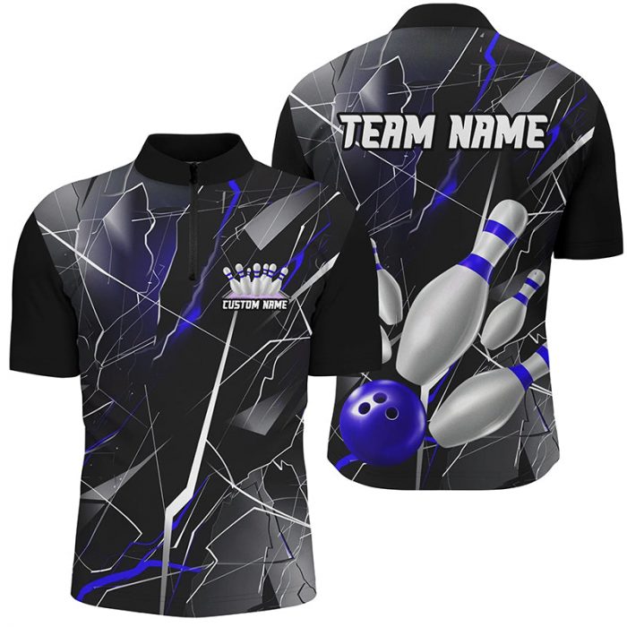 Strike In Style With Blue Thunder Lightning Custom Bowling Team Shirts For Men And Women – High-Quality Bowling Jerseys