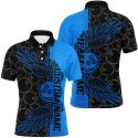 Custom Black And Blue Unisex Bowling Tournament Team Shirts – Stand Out with Bowling Ball And Wings Jerseys