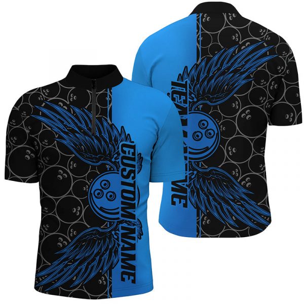 Strike in Style with Custom Black and Green Unisex Bowling Tournament Team Shirts and Jerseys – Bowling Ball and Wings Designs