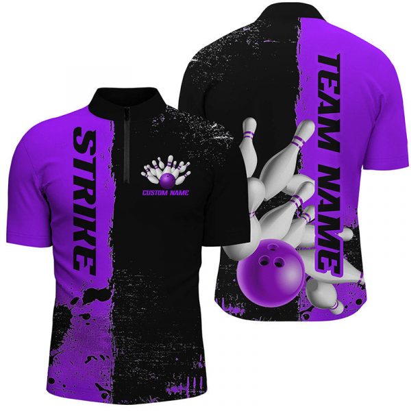 Flame Bowling Jerseys For Men Custom Bowling Polo, Quarter-Zip Shirt for Team, Gift for Bowlers Gift for Bowler Bowling Player