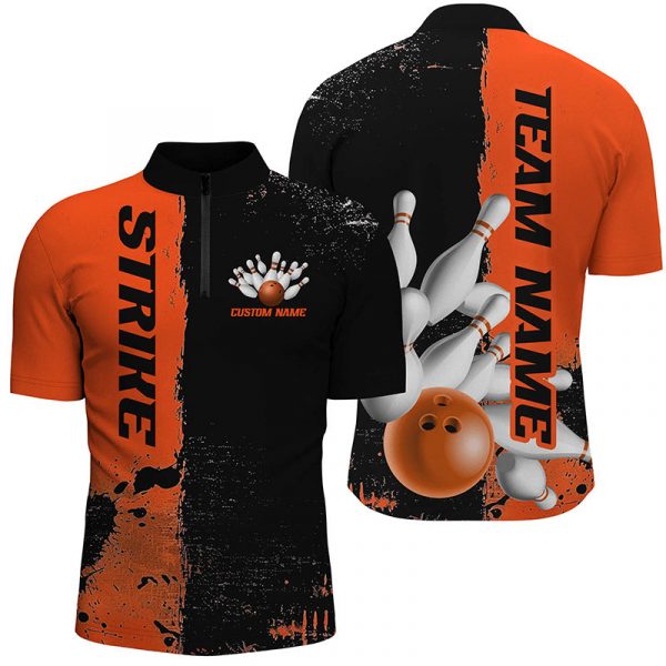 Strike Bowling Team Shirts for Men & Women Custom Black & Blue Bowling Jerseys