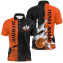 Strike Bowling Team Shirts Custom Black & Orange Jerseys for Men and Women Bowlers