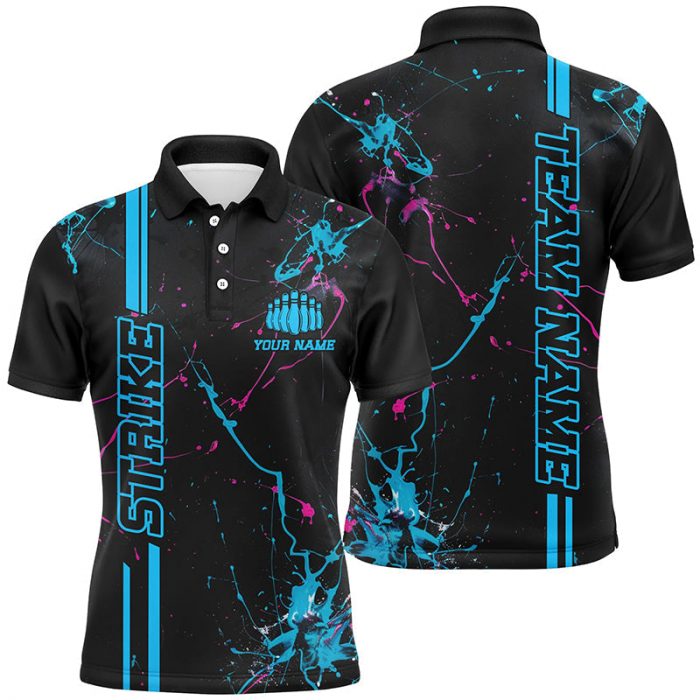 Stylish Custom Blue And Pink Strike Bowling Shirts For Men And Women – Camo Bowling Team Jerseys