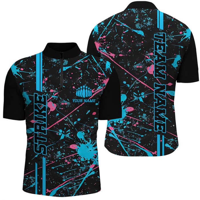 Strike In Style With Custom Blue And Pink Bowling Team Shirts – Unisex Camo Jerseys For Bowling League