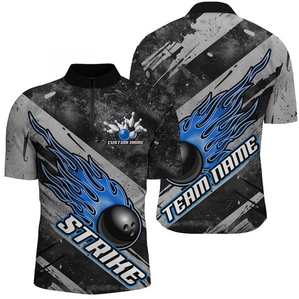 Custom Black and Blue Bowling Team Shirts for Men and Women – Premium Bowling League Jerseys