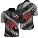 Flame Bowling Ball Custom Team Shirts Black and Red Tournament Jerseys for Men & Women