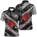 Flame Bowling Ball Custom Team Shirts Black and Red Tournament Jerseys for Men & Women