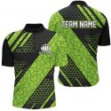 Custom Bowling Team Jerseys Green Bowlers Shirts for Men and Women with Bowling Ball Pattern