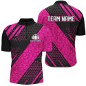 Custom Bowling Team Jerseys Pink Bowlers Shirts for Men and Women with Bowling Ball Pattern