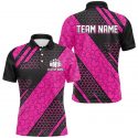 Custom Bowling Team Jerseys Pink Bowlers Shirts for Men and Women with Bowling Ball Pattern