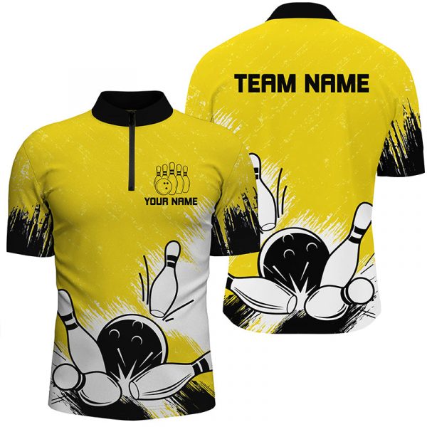 Custom Bowling Team Jerseys Bowlers Shirts for Men & Women – Blue Bowling Ball Pattern