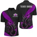 Customized Multicolor Bowling & Pins Tournament Jerseys – 3D Zipper Polo Shirt for Men