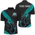 Customized Multicolor Bowling & Pins Tournament Jerseys – 3D Zipper Polo Shirt for Men